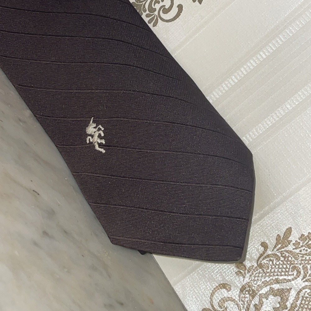 Vintage Brown Bronzini Tie | Horizontal Stripes Unicorn Signature‎ | Mono-color